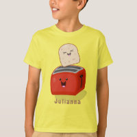 Cute kawaii toast en red toaster cartoon