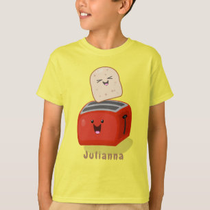 Cute kawaii toast en red toaster cartoon t-shirt