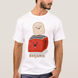 Cute kawaii toast en red toaster cartoon t-shirt