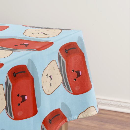 Cute kawaii toast en red toaster cartoon tafelkleed (Voorbeeld)