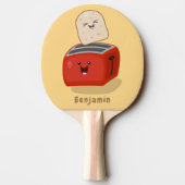 Cute kawaii toast en red toaster cartoon tafeltennisbatje (Achterkant)