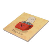 Cute kawaii toast en red toaster cartoon tegeltje (Zijkant)