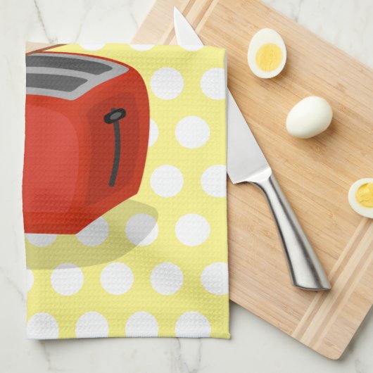 Cute kawaii toast en red toaster cartoon theedoek (Quarter Fold)