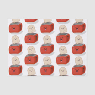 Cute kawaii toast en red toaster cartoon tissuepapier