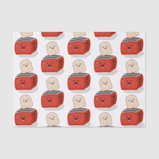Cute kawaii toast en red toaster cartoon tissuepapier (Voorkant)