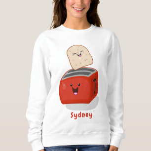 Cute kawaii toast en red toaster cartoon trui