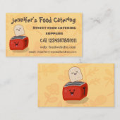 Cute kawaii toast en red toaster cartoon visitekaartje (Voorkant / Achterkant)