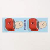 Cute kawaii toast en red toaster cartoon yogamat (Achterkant (horizontaal))