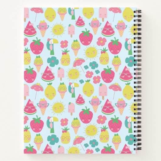 Cute Kawaii Tropical Fruit with Faces Personalized Notitieboek (Achterkant)