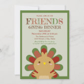 Cute Kawaii Turkey Friendsgiving Dinner Invitation Kaart (Voorkant)