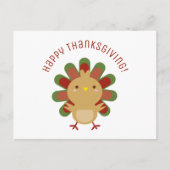 Cute Kawaii Turkey Happy Thanksgiving Briefkaart (Voorkant)