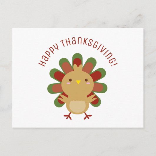 Cute Kawaii Turkey Happy Thanksgiving Briefkaart (Voorkant)