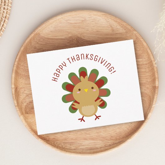 Cute Kawaii Turkey Happy Thanksgiving Briefkaart