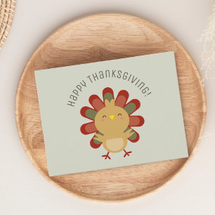 Cute Kawaii Turkey Happy Thanksgiving Briefkaart