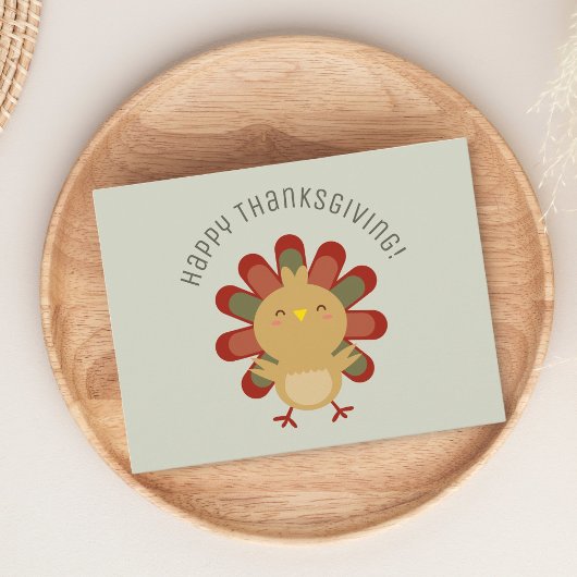Cute Kawaii Turkey Happy Thanksgiving Briefkaart