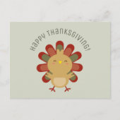 Cute Kawaii Turkey Happy Thanksgiving Briefkaart (Voorkant)