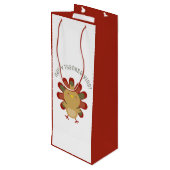 Cute Kawaii Turkey Happy Thanksgiving Dinner Party Wijn Cadeautas (Achterkant Gekanteld)