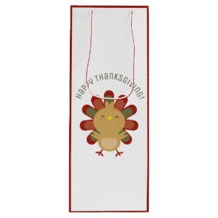 Cute Kawaii Turkey Happy Thanksgiving Dinner Party Wijn Cadeautas