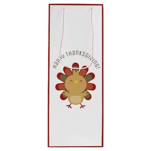 Cute Kawaii Turkey Happy Thanksgiving Dinner Party Wijn Cadeautas (Voorkant)
