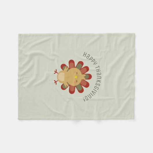 Cute Kawaii Turkey Happy Thanksgiving Fleece Deken (Voorkant (Horizontaal))