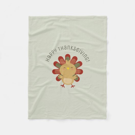 Cute Kawaii Turkey Happy Thanksgiving Fleece Deken (Voorkant)