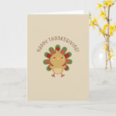 Cute Kawaii Turkey Happy Thanksgiving Greep Kaart (Gele Bloem)