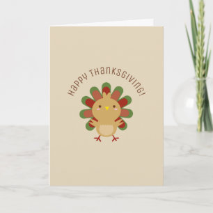 Cute Kawaii Turkey Happy Thanksgiving Greep Kaart
