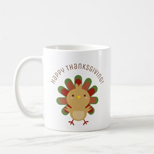 Cute Kawaii Turkey Happy Thanksgiving Koffiemok (Links)