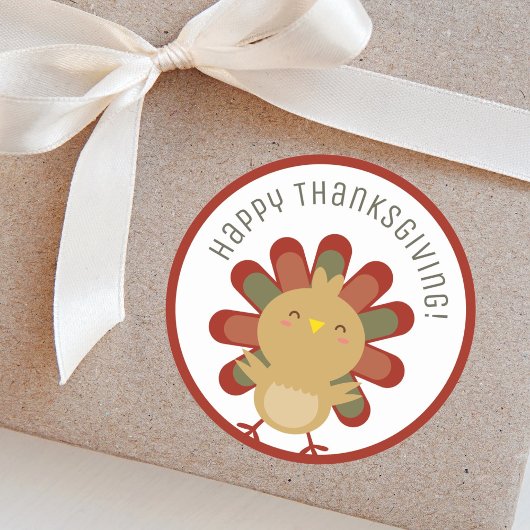 Cute Kawaii Turkey Happy Thanksgiving Ronde Sticker