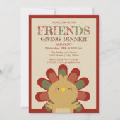 Cute Kawaii Turkey Thanksgiving Dinner Invitation Kaart (Voorkant)