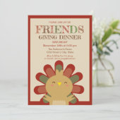 Cute Kawaii Turkey Thanksgiving Dinner Invitation Kaart (Staand voorkant)