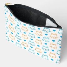 Cute Kawaii Turquoise en Oranje Kattengezichtjes P