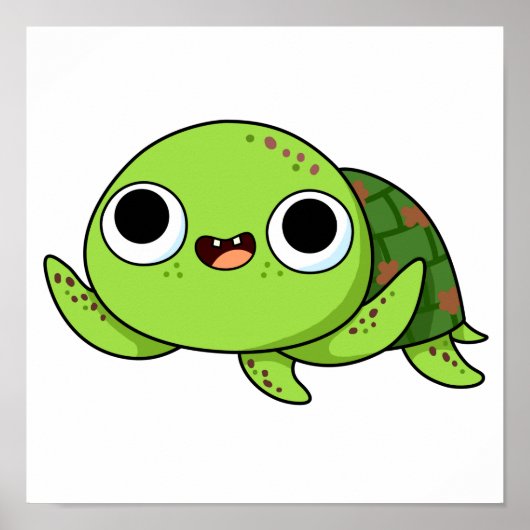 Cute Kawaii Turtle Poster (Voorkant)