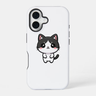 Cute Kawaii Tuxedo Cat Standing Character iPhone 16 Hoesje