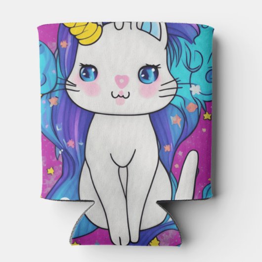 Cute Kawaii Unicorn Cat Blikjeskoeler (Achterkant)