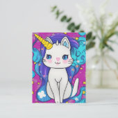Cute Kawaii Unicorn Cat Feestdagenkaart (Staand voorkant)