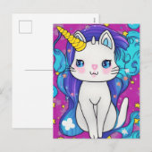 Cute Kawaii Unicorn Cat Feestdagenkaart (Voorkant / Achterkant)