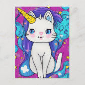 Cute Kawaii Unicorn Cat Feestdagenkaart (Voorkant)