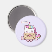 Cute Kawaii Unicorn Love Illustration Magneet (Voorkant / Achterkant)