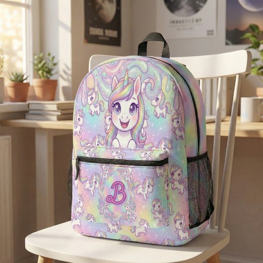 Cute Kawaii Unicorn Pastel Rainbow Magical Bedrukte Rugzak