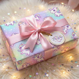Cute Kawaii Unicorn Pastel Rainbow Magical Cadeaupapier