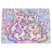Cute Kawaii Unicorn Pastel Rainbow Magical Groot Cadeauzakje (Voorkant)