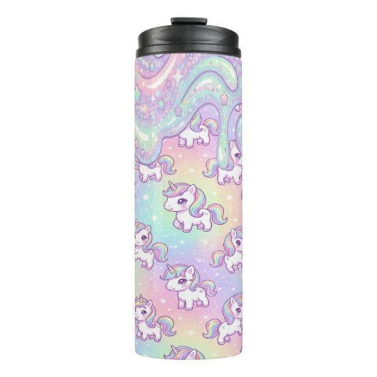 Cute Kawaii Unicorn Pastel Rainbow Magical Thermosbeker (Voorkant)