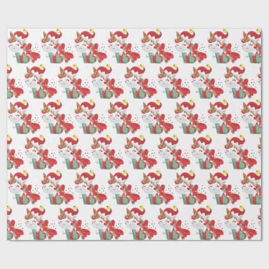 Cute Kawaii unicorn tiled party wrap Cadeaupapier (Vlak)