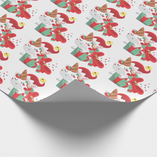 Cute Kawaii unicorn tiled party wrap Cadeaupapier (Hoek)