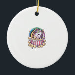Cute kawaii unicorn with popcorn Long Sleeve T-Shi Keramisch Ornament<br><div class="desc">Cute kawaii unicorn with popcorn Long Sleeve T-Shirt</div>