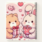 Cute Kawaii Valentine Bunny Bear Love Gift Notitieboek (Achterkant)