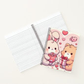 Cute Kawaii Valentine Bunny Bear Love Gift Notitieboek (Binnen)