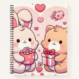 Cute Kawaii Valentine Bunny Bear Love Gift Notitieboek