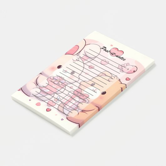 Cute Kawaii Valentine Bunny Bear Love Gift Post-it® Notes (Schuin)